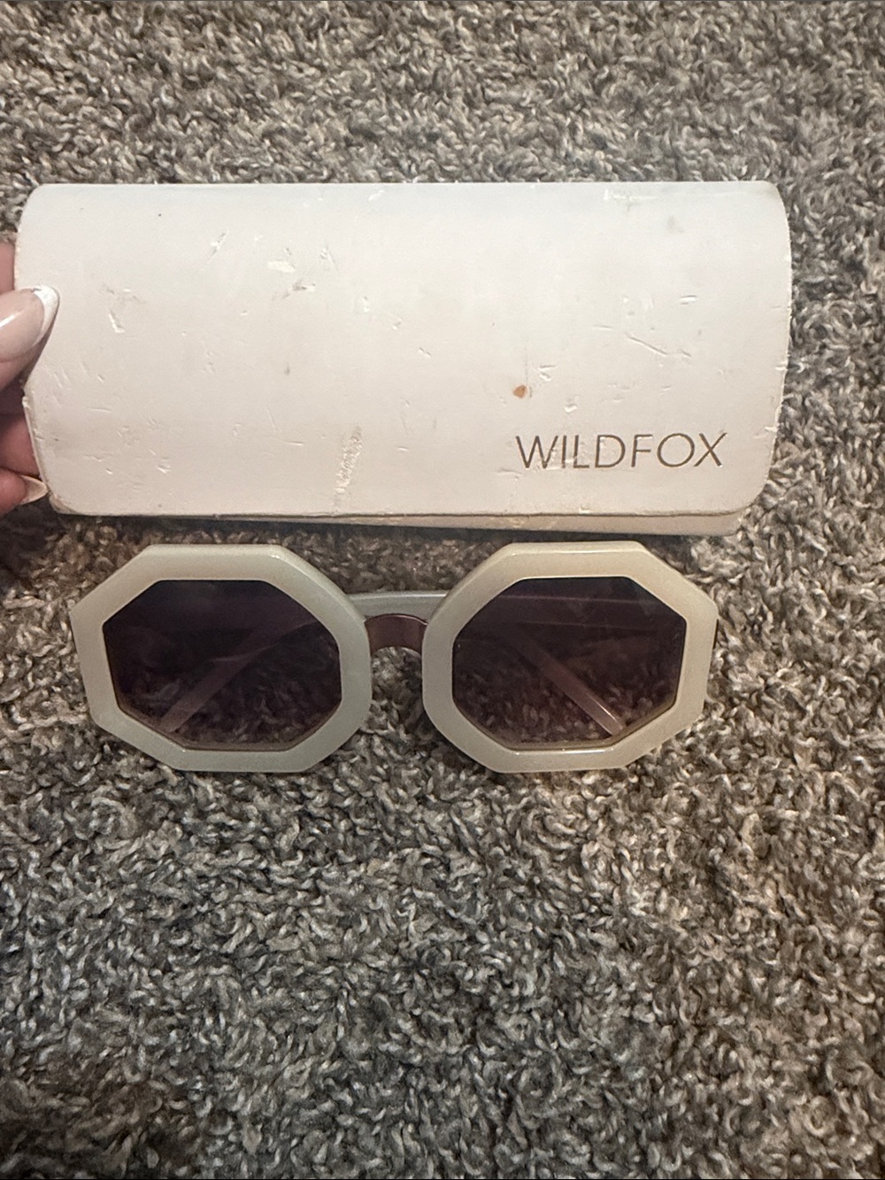 Wildfox Octagonal Cream Frame Sunglasses with Tinted Lenses